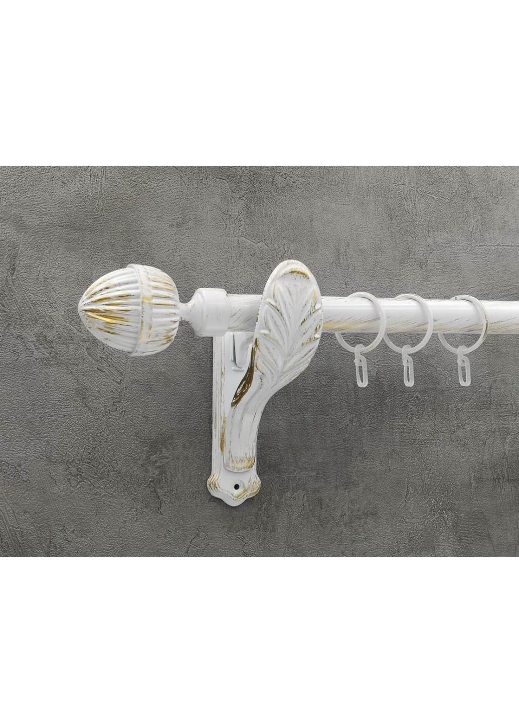 Карниз Одеон гладка штанга одинарний ретро 25 мм 160 см Біле золото Quadrum (352778280)