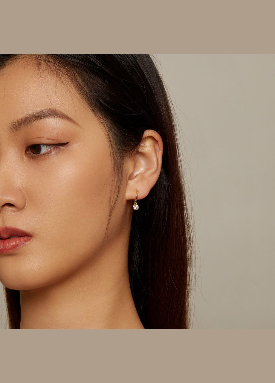 Срібні сережки з кубічним цирконієм в позолоті No Brand (331165884)