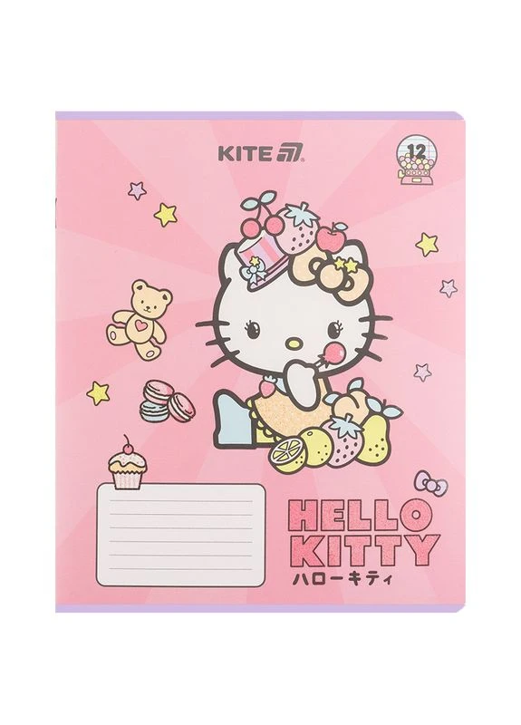 Тетрадь уч. 12л.== /HK25-234-1/ УФ лак + глитер, Hello Kitty (25/600) Kite (392424869)