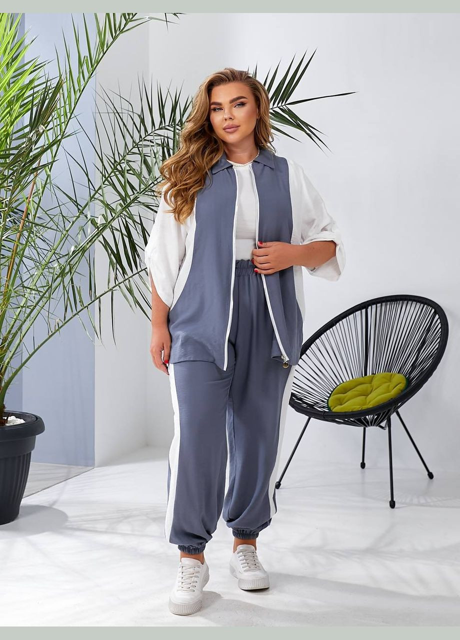 Женский льняной костюм двойка цвет мятный New Trend (304647897)