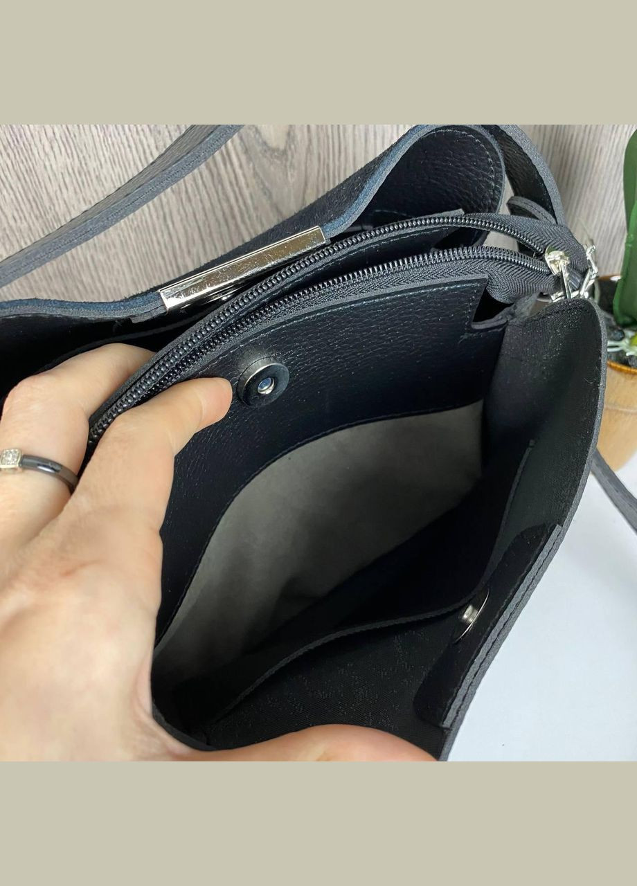 Жіноча міні сумочка на плече замша + еко чорна шкіра No Brand (298996740)