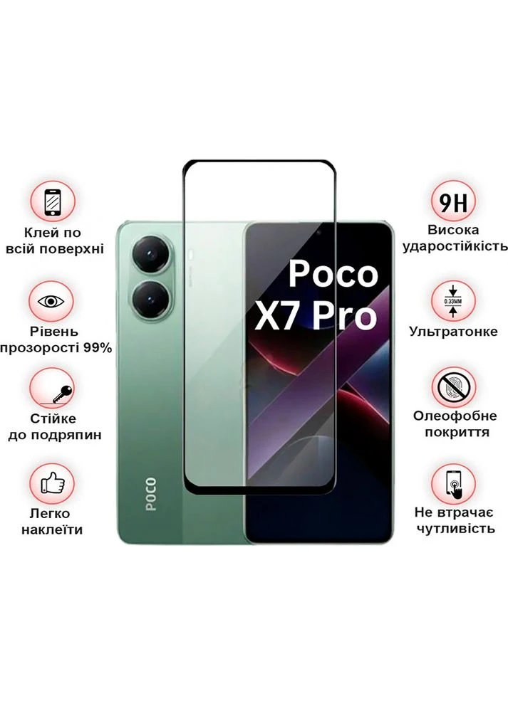 Захисне скло для Poco X7 Pro Black (713415) BeCover (338562902)