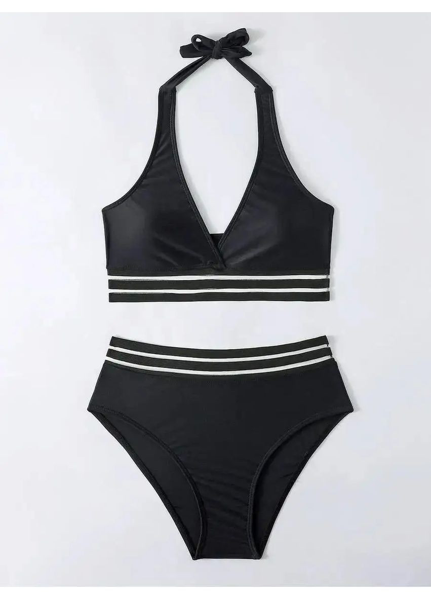 Черный летний купальник женский trend, красивый роздельный купальник з високою посадкою трусиков, купальник без бретелек раздельный No Brand Купальник жіночий Trend чорний