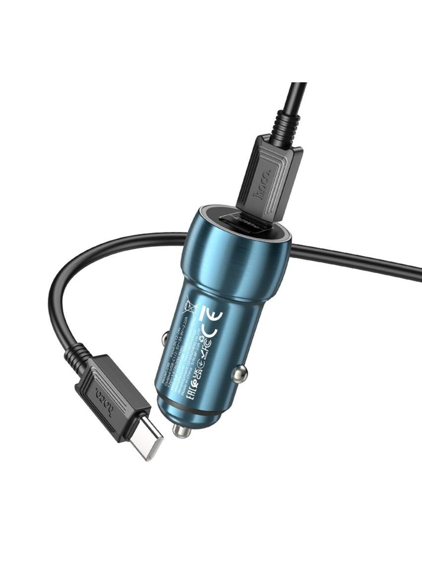 Автомобільний зарядний пристрій Z48 Tough 40W dual port(2C) car charger set(Type-C to Type-C) Sapphire Hoco (304730261)