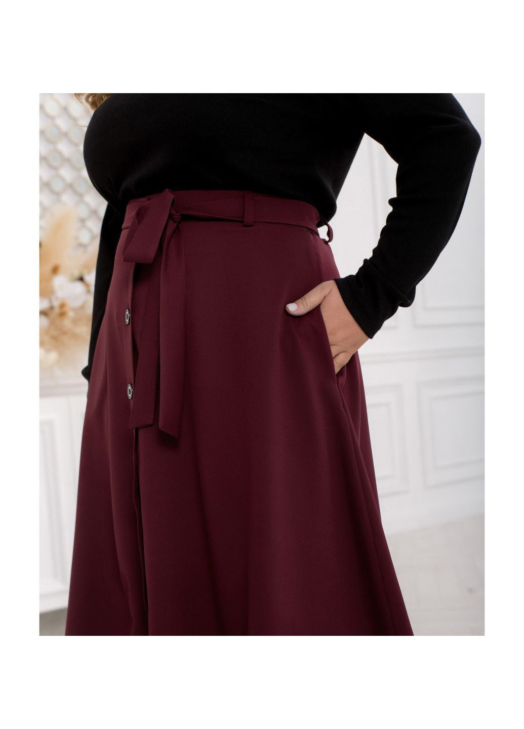 Бордовая повседневная юбка Liton