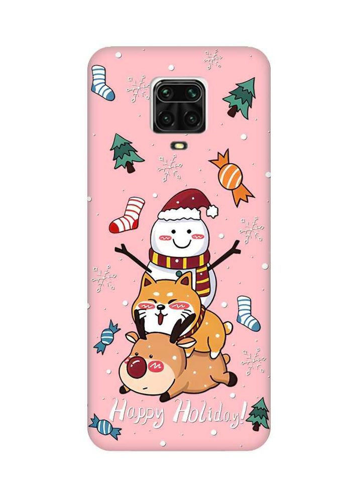 Матовий рожевий чохол на Xiaomi Redmi Note 9 Pro / 9S / 9 Pro Max Зимові розваги (новорічний принт 153) Creative (362962503)