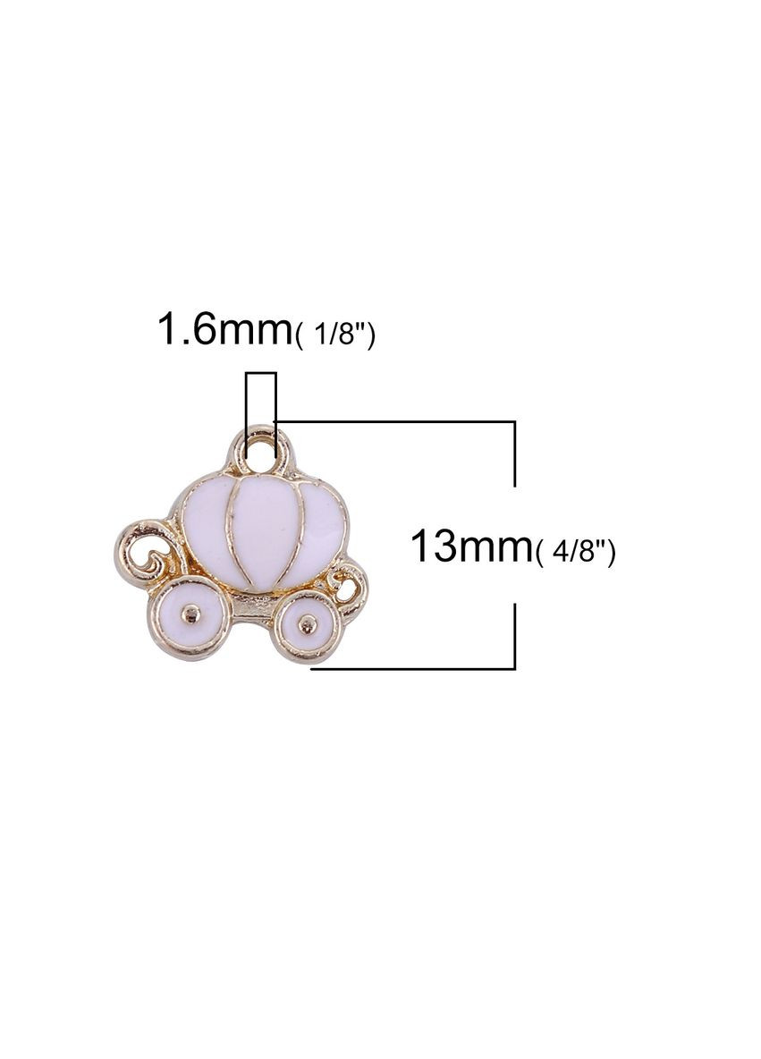 Подвеска металлическая Кулон карета Светло-розовая эмаль 13 мм x 12 мм Finding (328943030)