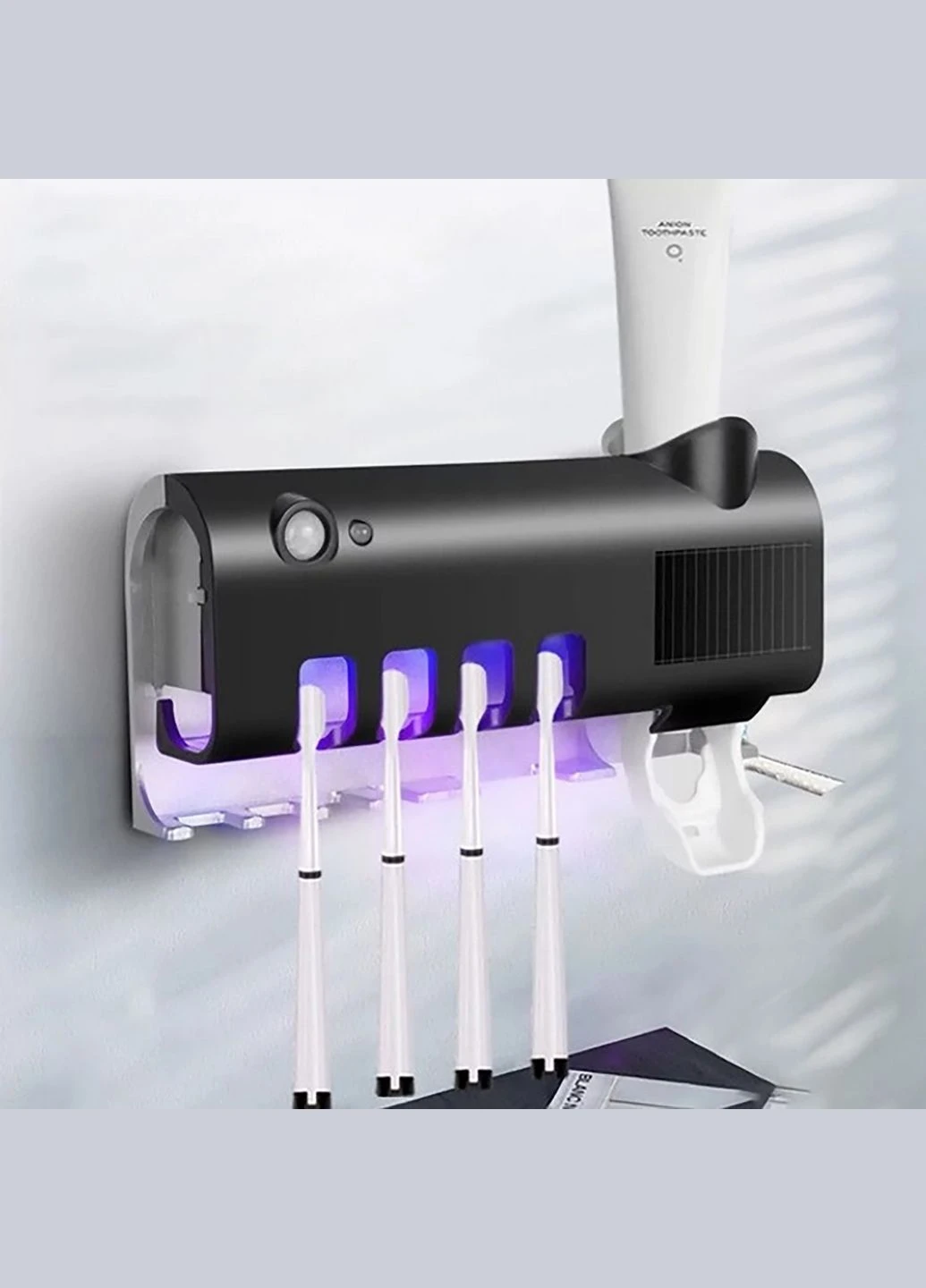Стерилізатор тримач для зубних щіток на 4 секції з дозатором Multi-function Toothbrush Sterilizer UV Чорний Yu Xin (302507478)