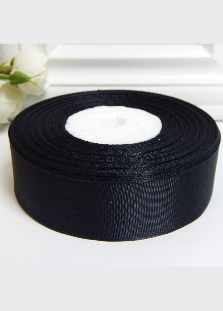 Стрічка репсова однотонна, 2,5 см, №39 чорна No Brand (340482961)