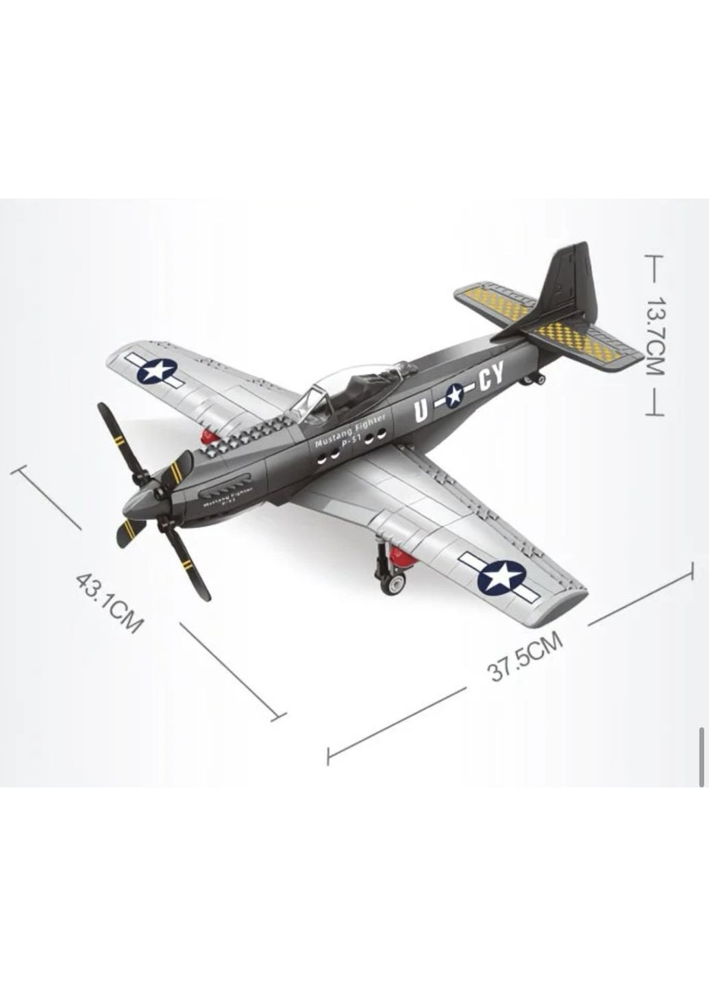 Детский конструктор Истребитель P-51 Mustang Fighter, самолет 258 деталей (4006) Wange (368833799)