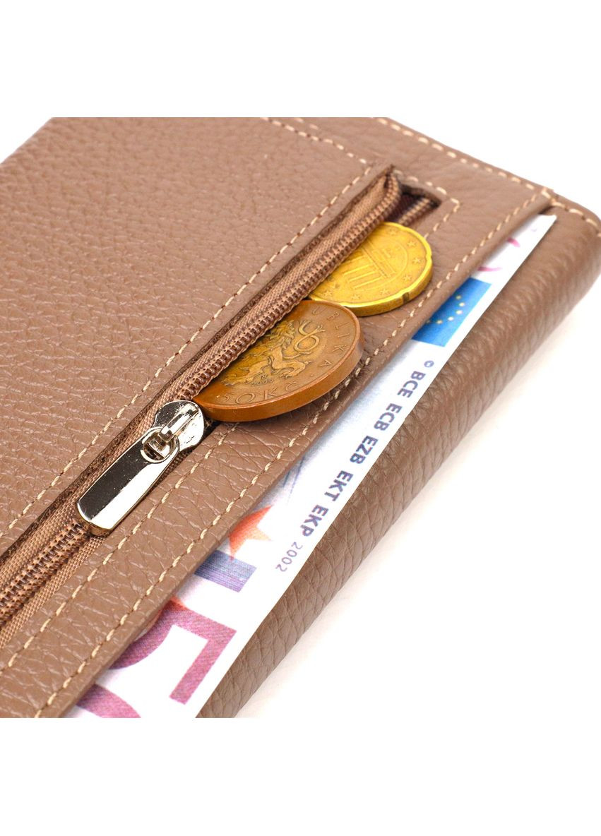 Жіночий гаманець із натуральної шкіри флотар із монетницею 21695 Бежевий Canpellini (306881595)