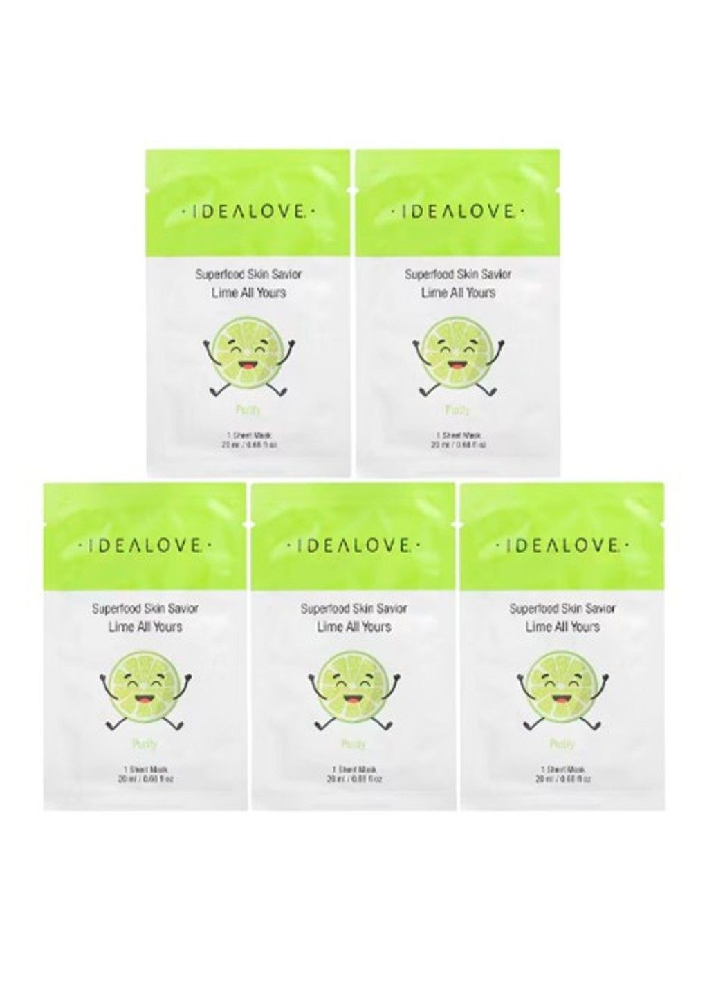 Superfood Skin Savior, маска с суперфудами, лайм, 5 шт. по 20 мл Idealove (347600778)