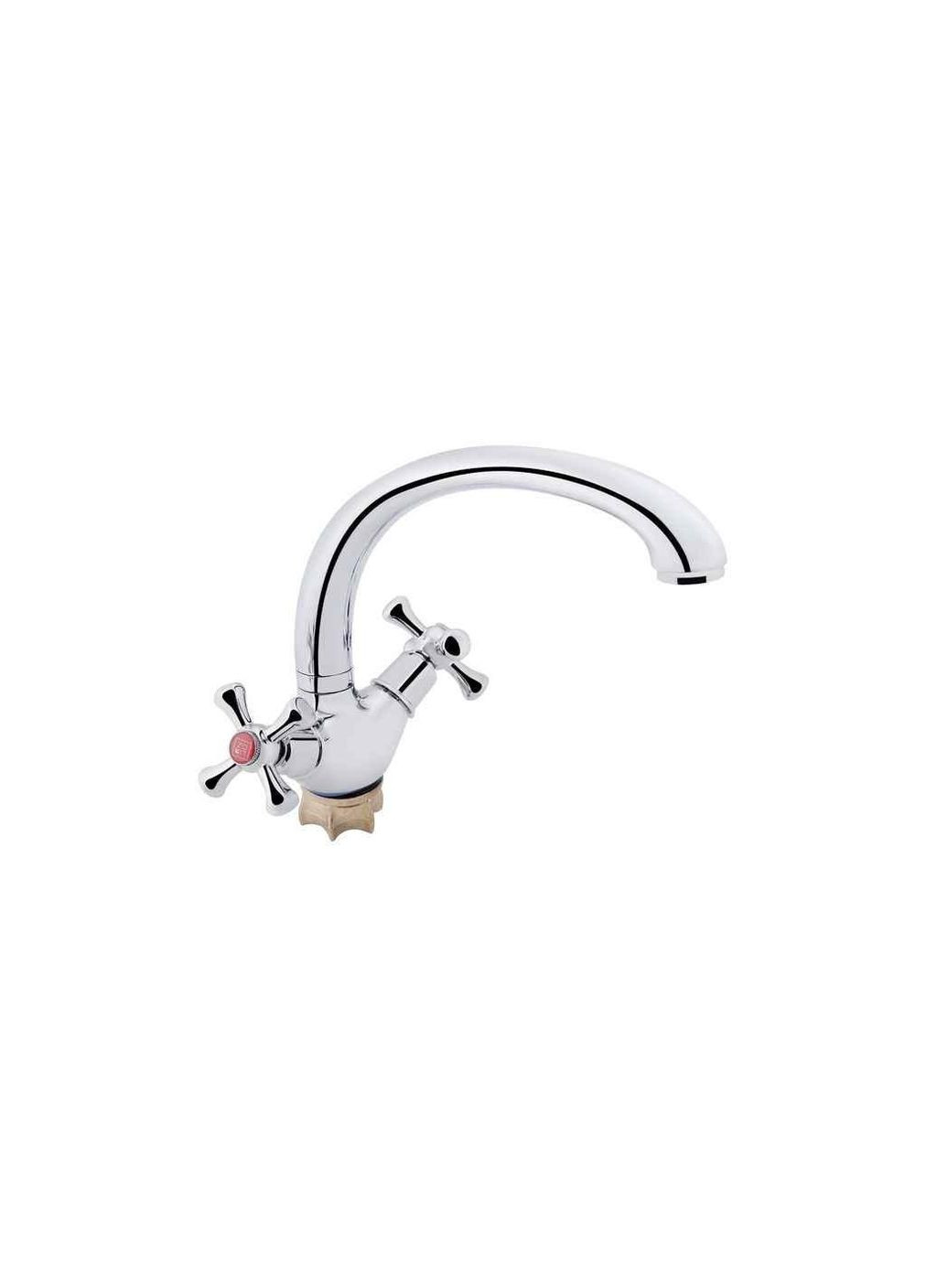 Змішувач на мийку хром для кухні Lamb 273F, Chrome двовентильний LDLAM273FCRM21890 ТМ LIDZ (352503778)