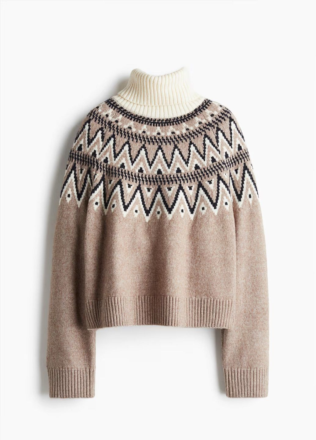 Серо-бежевый зимний свитер H&M