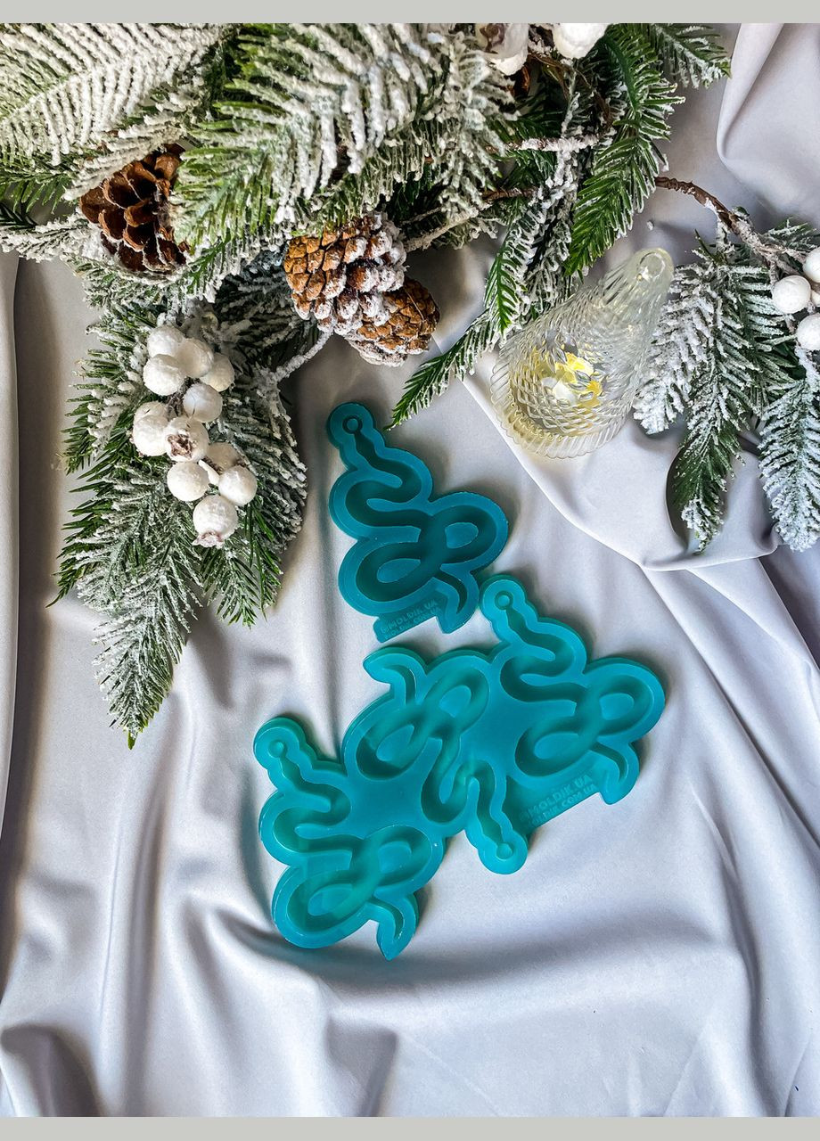 Молд 3в1 Змея широкая форма для новогодних игрушек на елку силиконовая форма для эпоксидной смолы No Brand (370566801)
