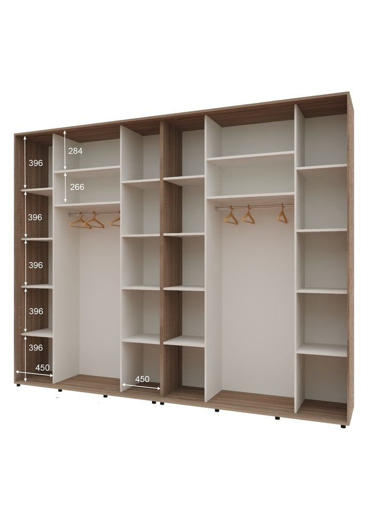 Шкаф-купе четырехдверный Комфорт Мебель 320*60*210 см Трюфель ДСП + Зеркало + Зеркало + ДСП Макси Комфорт Меблі (360472438)