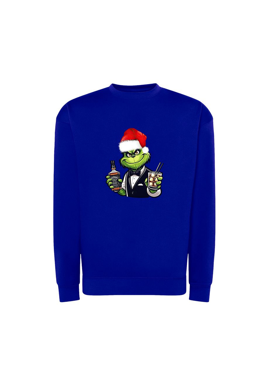Синий новогодний свитшот с принтом "пьяный дух рождества". гринч (10196999123) ТiШОТКА (368566562)