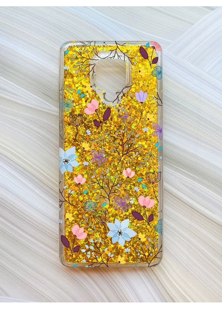Чехол с плавающими блестками для Xiaomi Redmi Note 9 Pro/9 Pro Max/9S Цветочный фон (принт 267) CASE CONTROL (360689631)