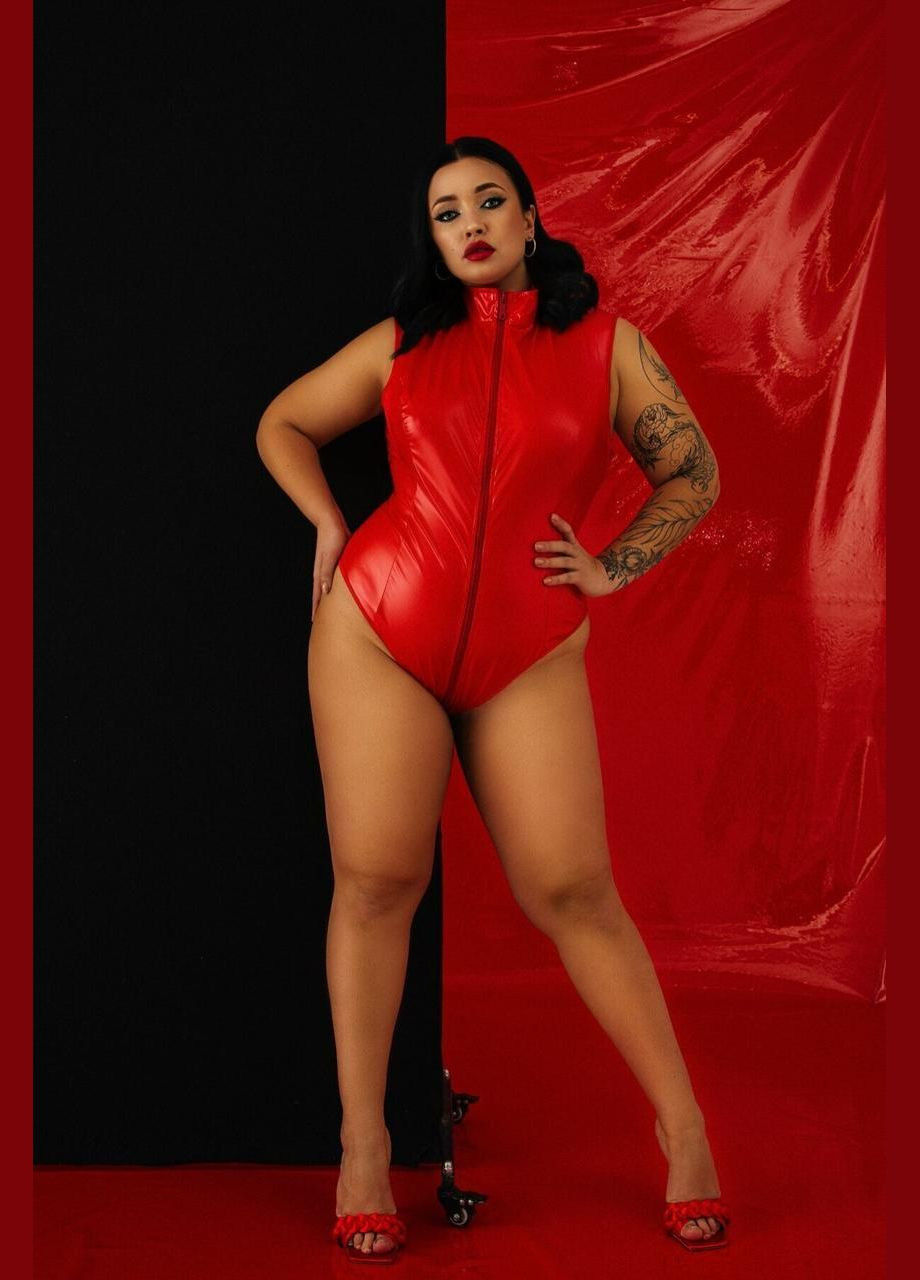 Лакированный комбидресс красный “Дерзкая Стелла” XXL, молния на все тело D&A (303905395)