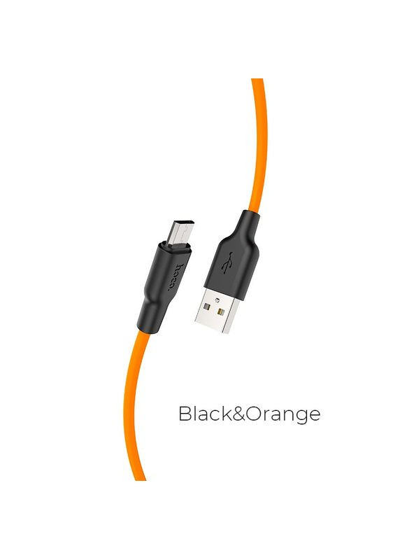 Кабель силіконовий Micro USB X21 Plus 1 м жовтогарячий Hoco (279825937)