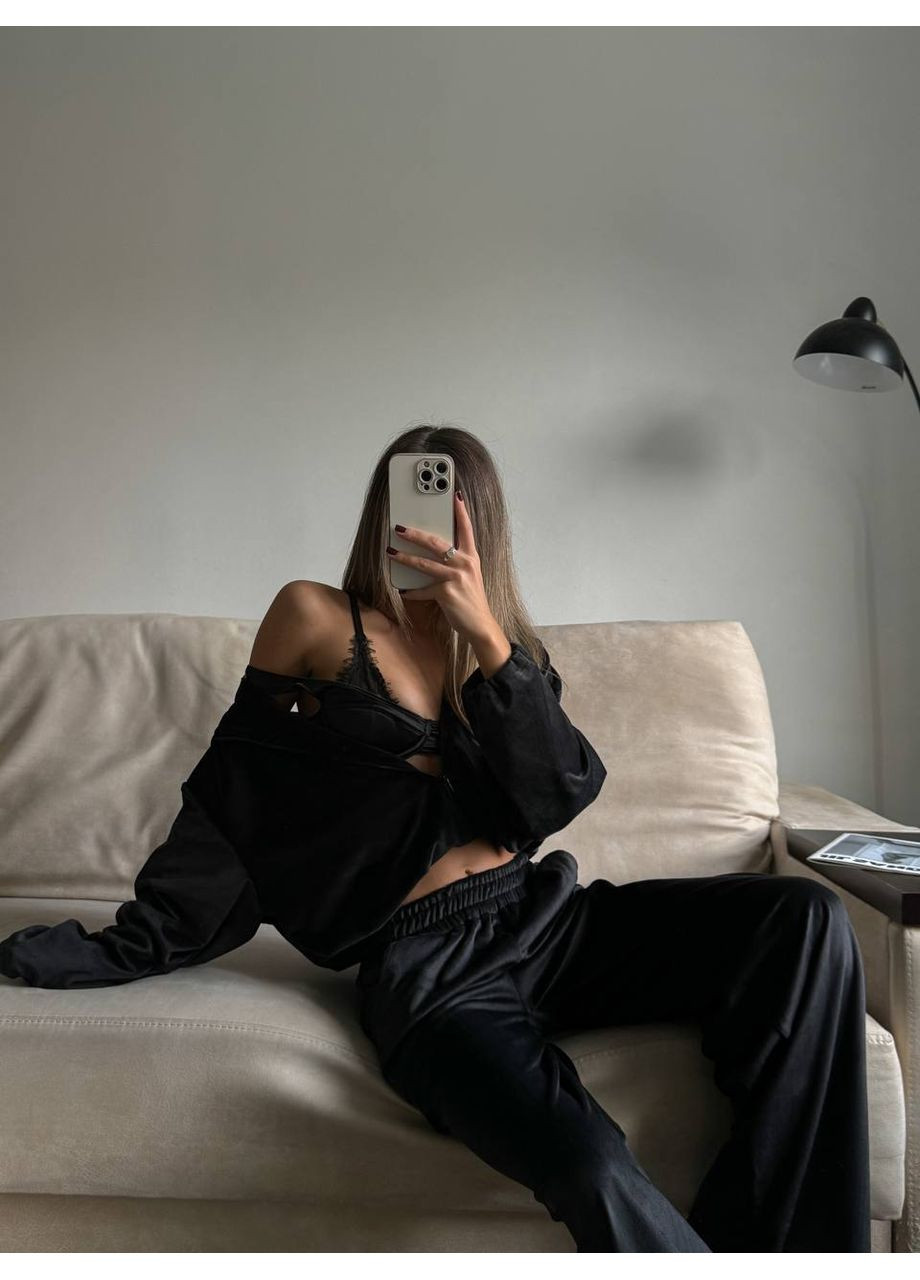 Костюм із велюру плюш із металевою фурнітурою • ЗАМІРИ В ОПИСІ DK/DL Мода без кордонів (370549244)