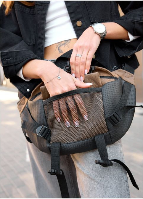 Велика жіноча поясна сумка бананка з відділенням для планшета Хакі (885038721) Sambag (361244643)