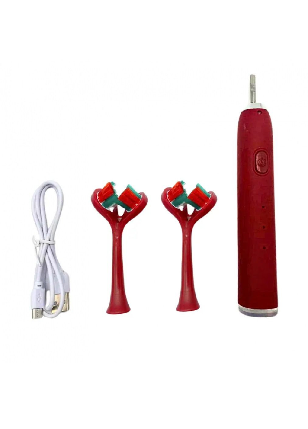 Ультразвукова зубна щітка електрична акумуляторна з подвійною головкою на 3 режими (476320-Prob) Червона Unbranded (278747402)