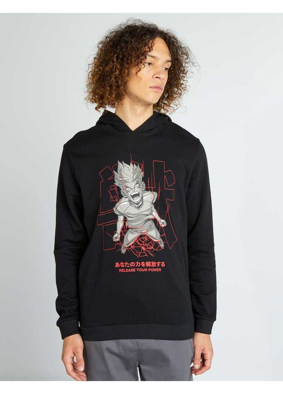 Худи флис,черный с принтом, Kiabi (368994986)