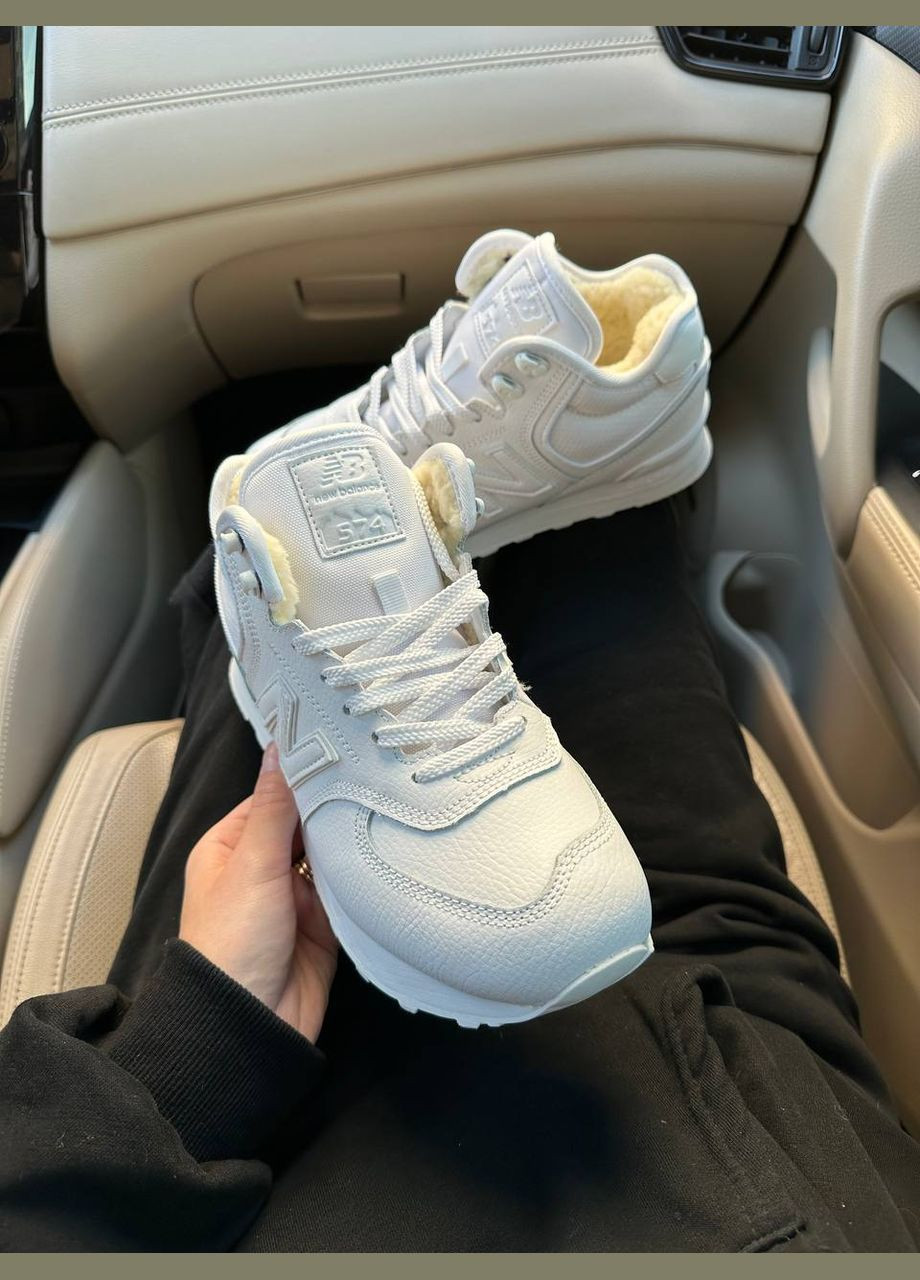 Кросівки зимові жіночі New Balance 574 winter white fur | Нью Беланс 574 білі з хутром No Brand білі зими (308360665)