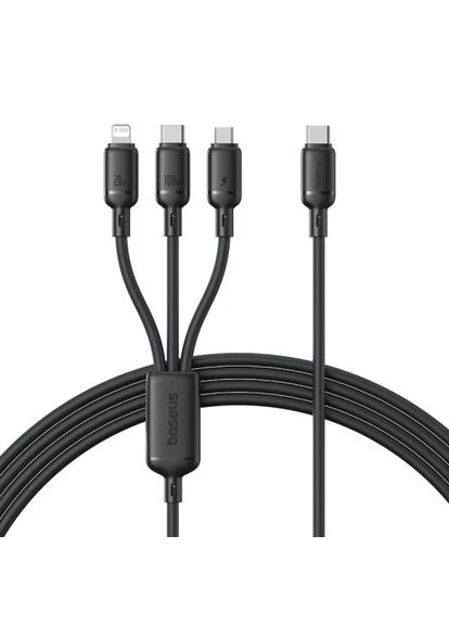 PD кабель Silky 3in1 USB-C to M+L+C 100W 1.5m черный P10377706123-00 Baseus (388771411)