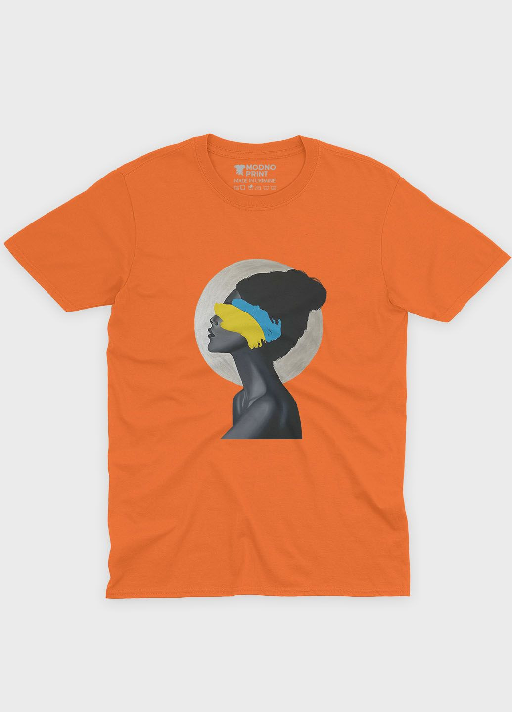 Оранжевая мужская футболка с патриотическим принтом (ts001-3-ora-005-1-063) Modno