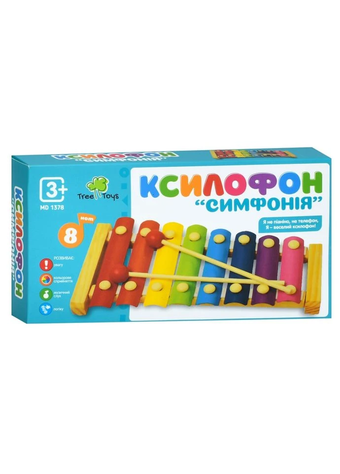 Дерев'яна іграшка "Ксилофон" MD 1378, 2 палички, 8 відтінків Limo Toy (402158642)