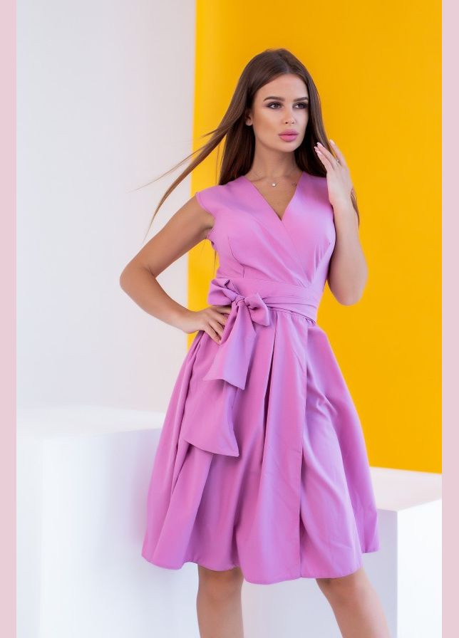 Бузкова сукня 12080 бузкова ISSA PLUS однотонна