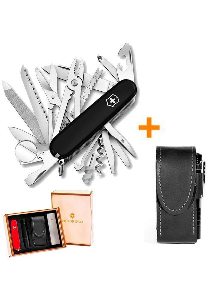 Комплект нож SwissChamp Black 1.6795.3 + Чехол с фонариком Police Victorinox (317305809)