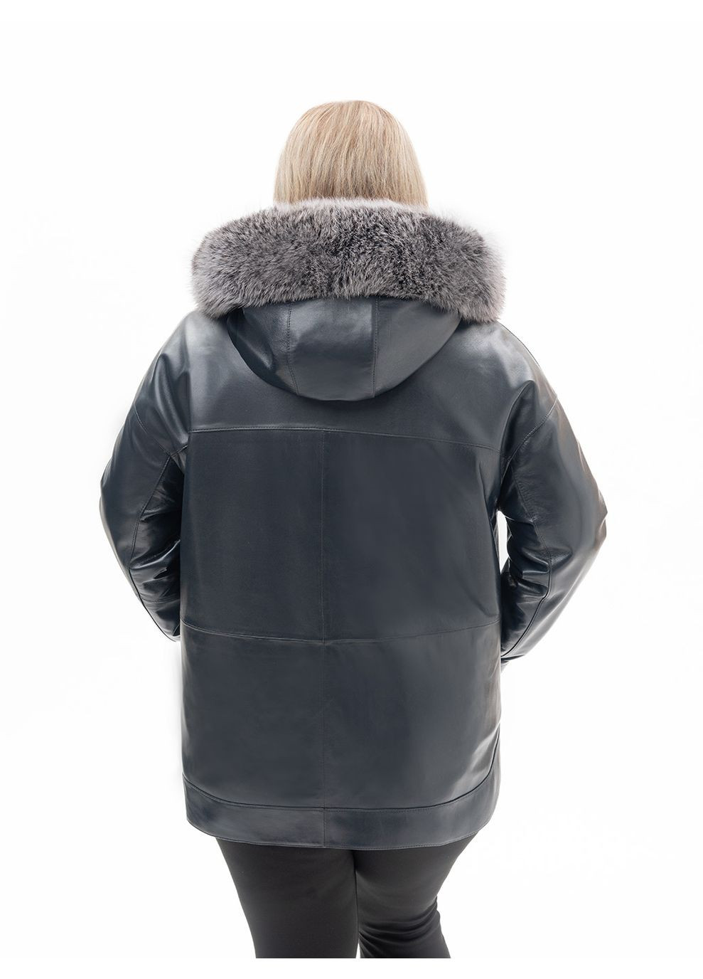 Індиго демісезонна жіноча шкіряна куртка весна Fabio Monti