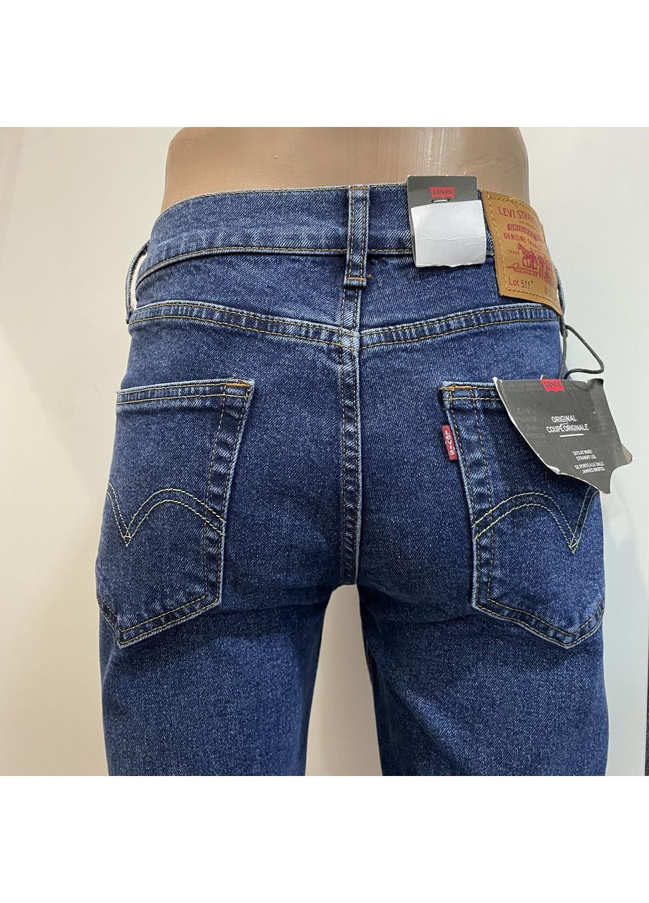 Синие джинсы 511 мужские slim зауженные стрейч плотные 36 синие Levi's