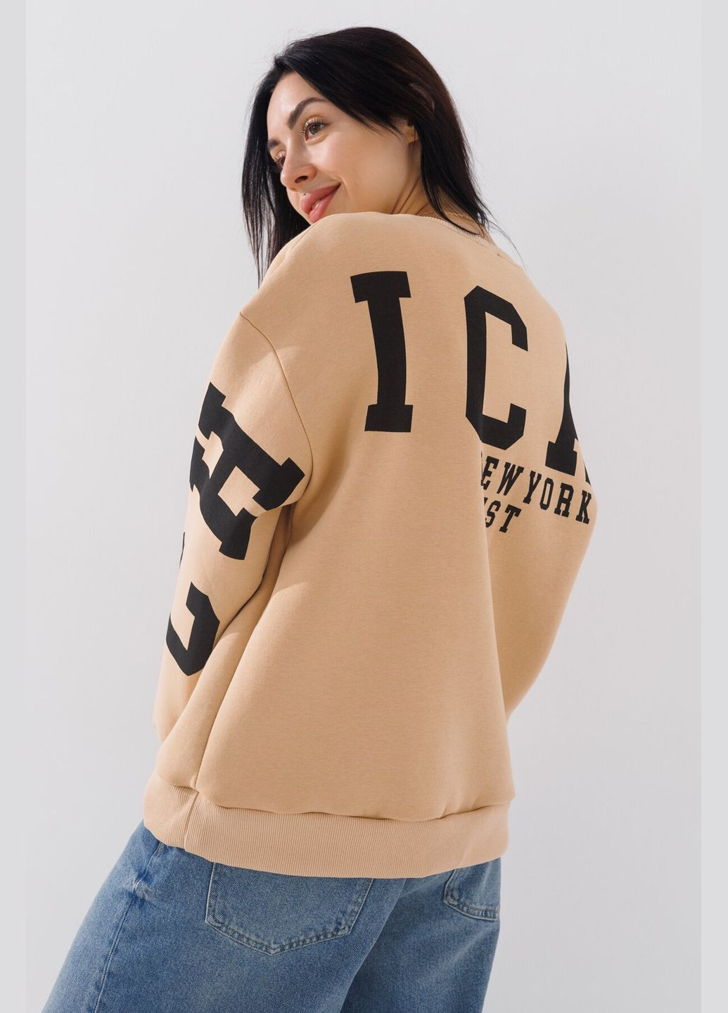 Светло-бежевый свитшот с принтом женский 2407 светло-бежевый (2000990723918w) shop (2000990723918) Blue World (316003368)