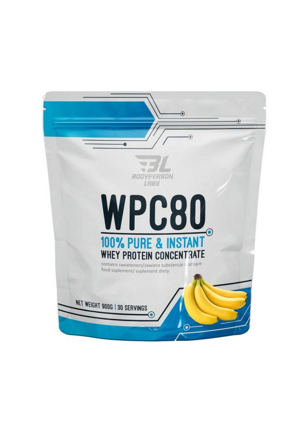 Протеин Labs WPC80, 900 грамм Банан Bodyperson Labs (293417141)
