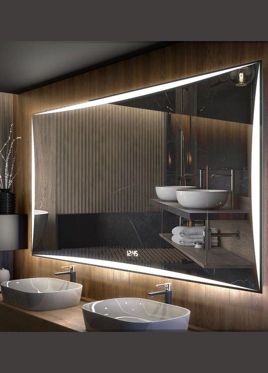 Зеркало Alpina с LED- подсветкой (120 х 80) и часами ХАСТ (302810673)