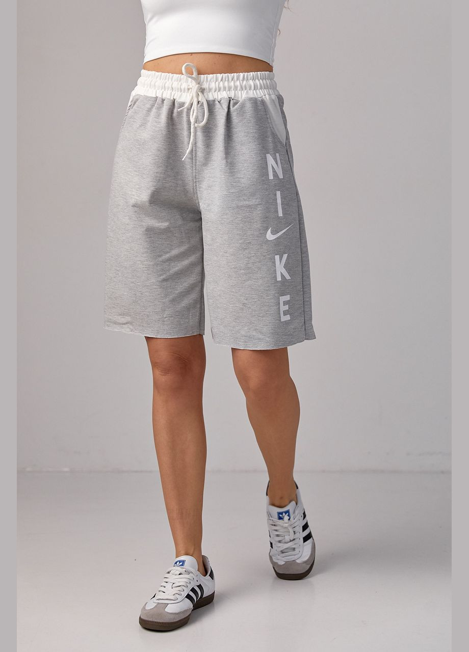Женские трикотажные шорты с надписью Nike - светло-серый Lurex (293301477)
