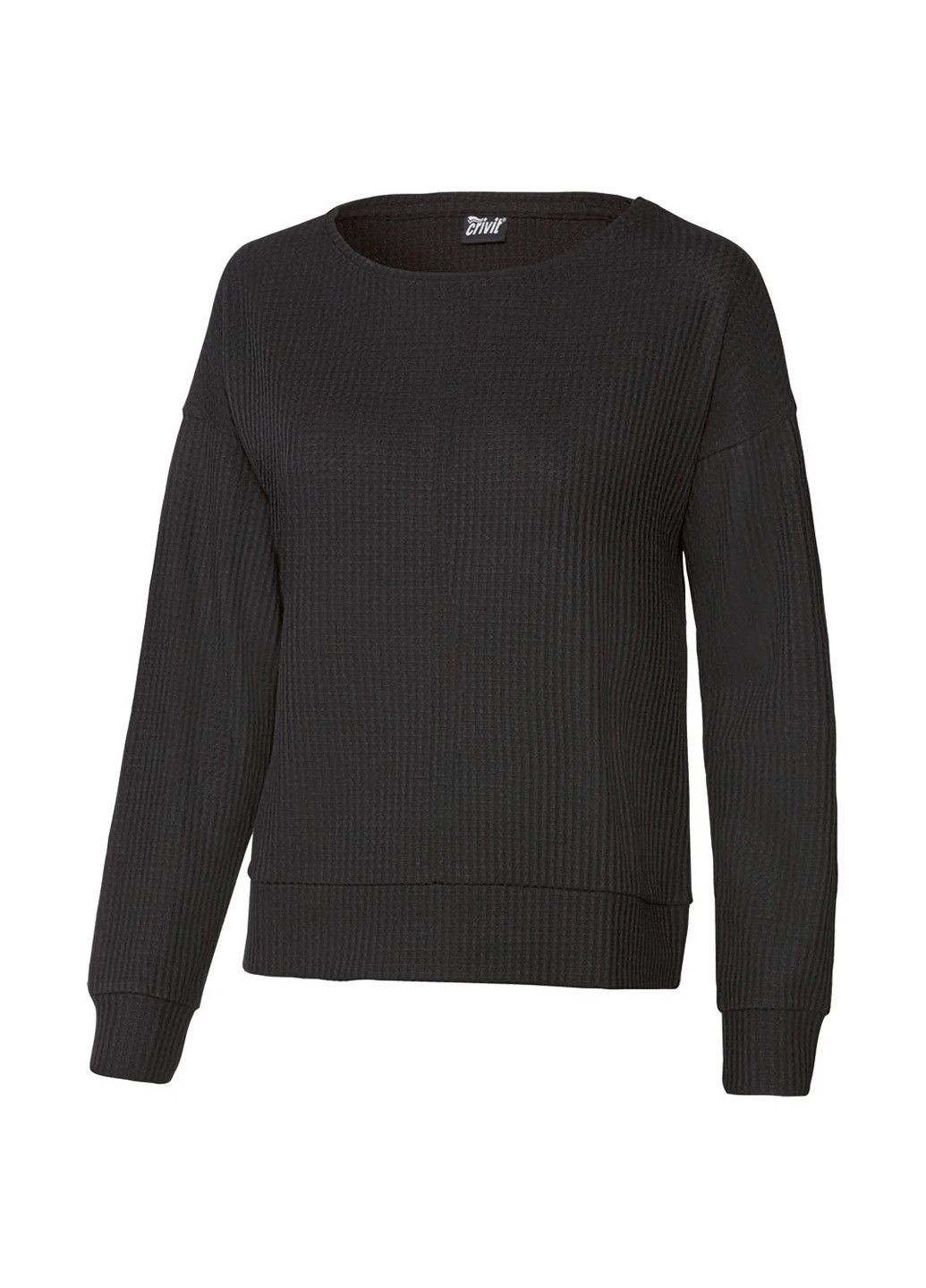 Черный женский свитшот вафельной текстуры Crivit однотонный (367736075)