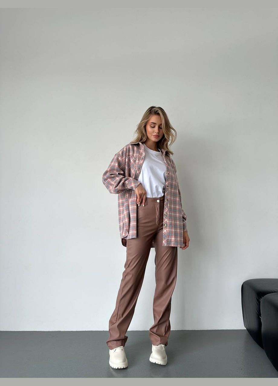 Розовая повседневный рубашка Lilove с длинным рукавом