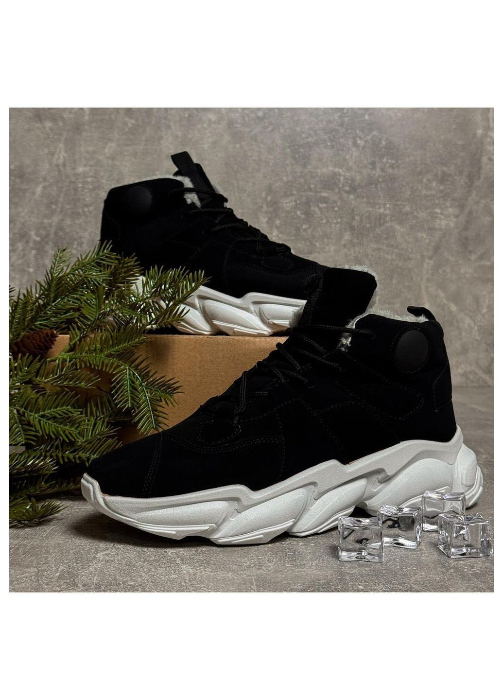 Черно-белые спортивные, повседневные зимние ботинки зимние Stilli