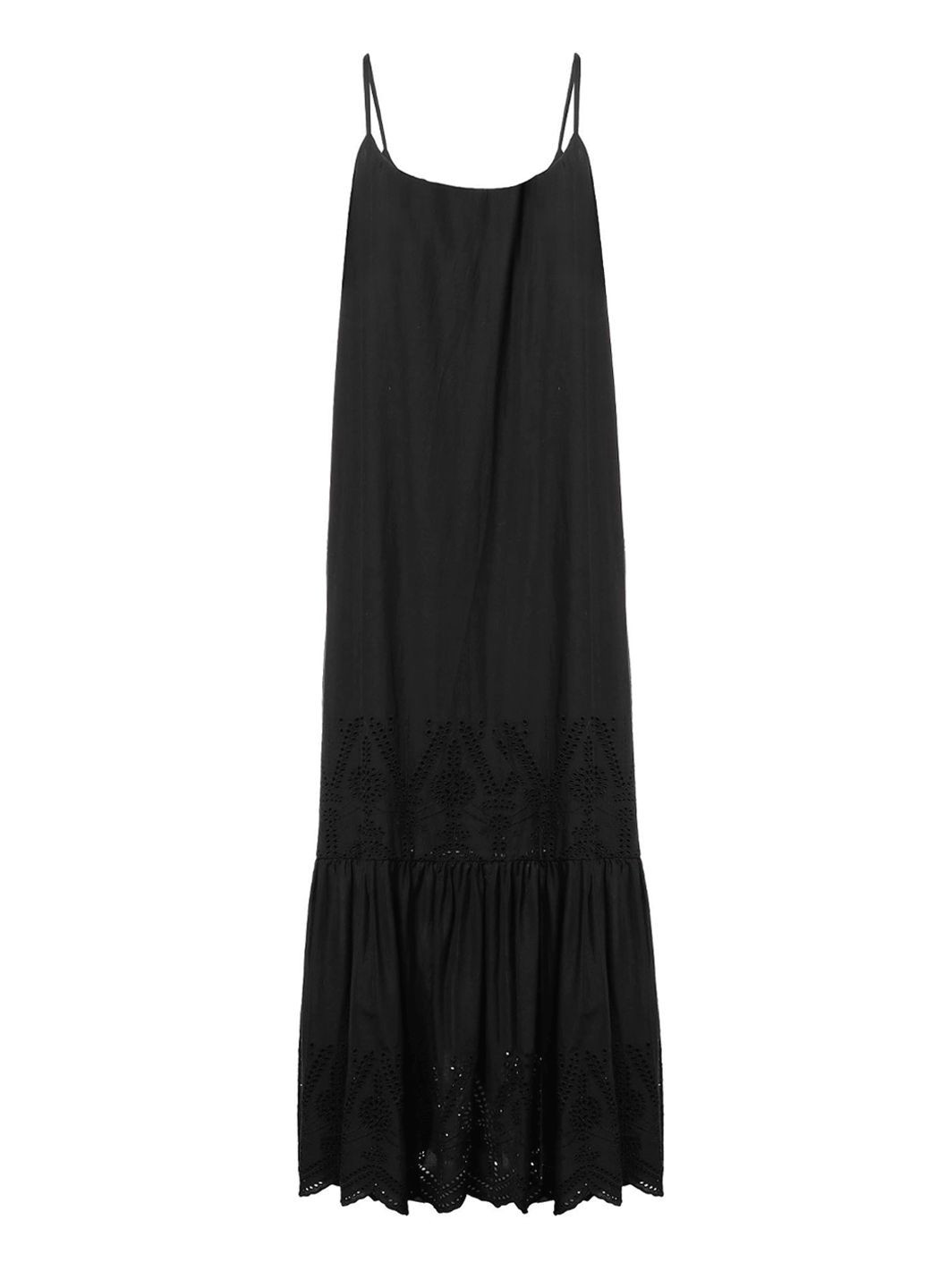 Черное кэжуал, пляжное, повседневный хлопковое платье сарафан клеш, с открытой спиной, с открытыми плечами Stefanel однотонное