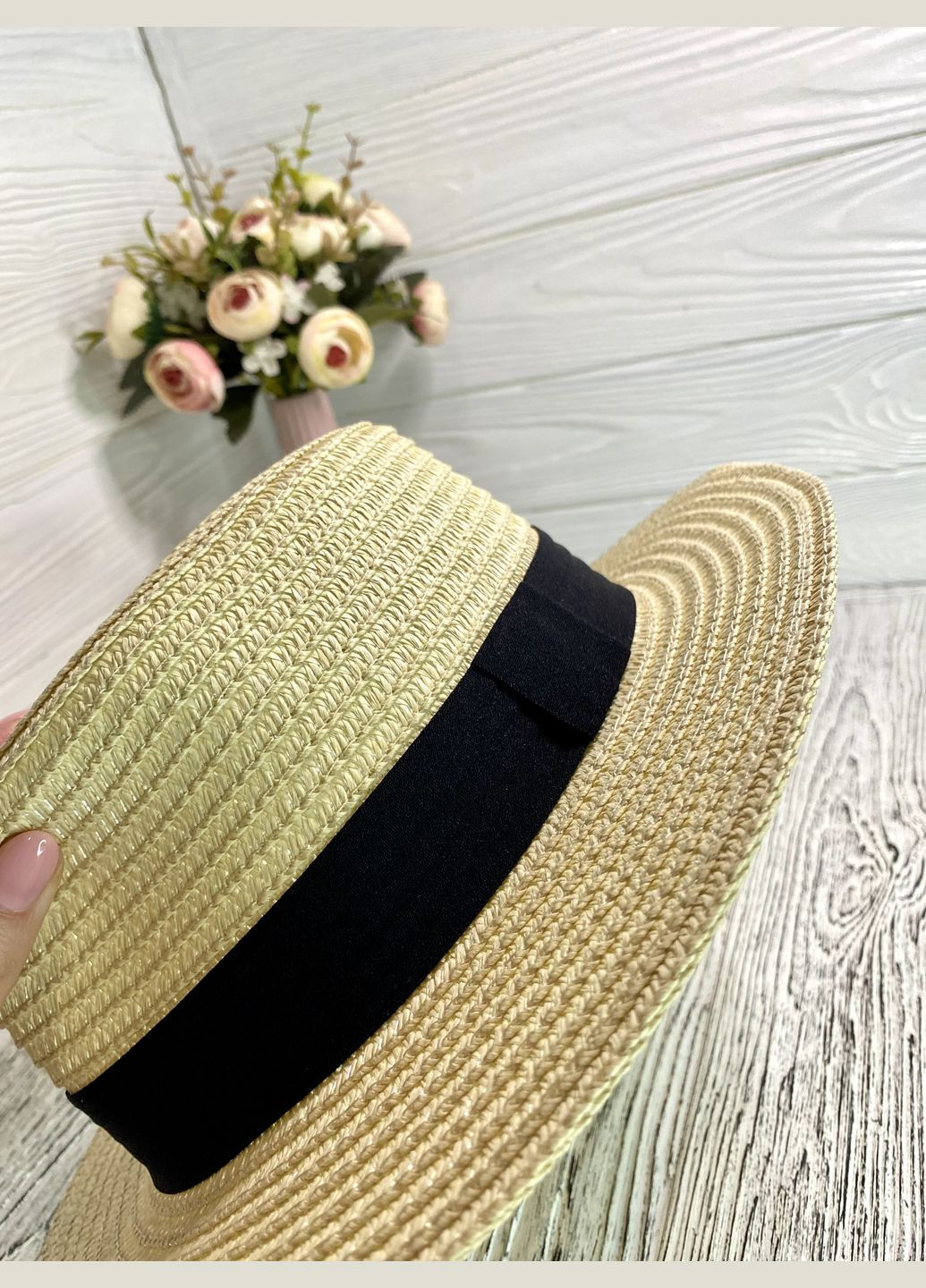 Женская солнцезащитная соломенная шляпа канотье Oxa (54-9) No Brand (358204276)