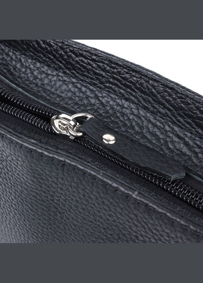 Женская сумка багет с цепочкой и съемным ремешком из зернистой натуральной кожи 22837 Черная Shvigel (331912850)
