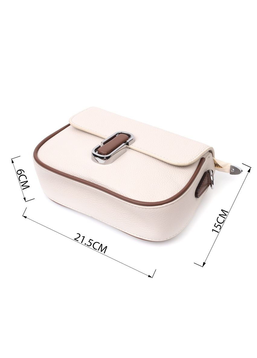 Напівкругла сумка для жінок з цікавим магнітом-засувкою з натуральної шкіри біла 22439 Vintage (329197641)