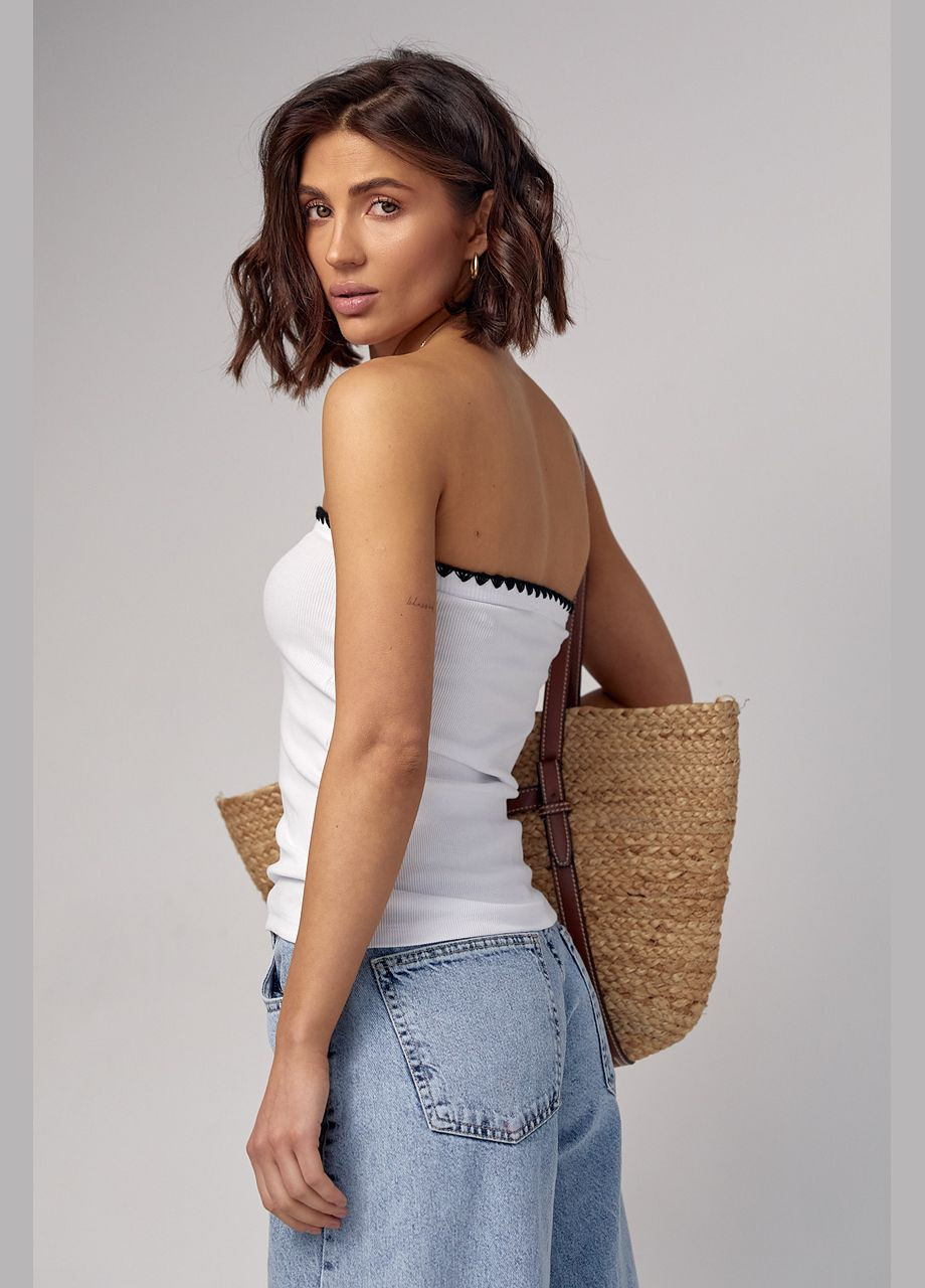 Жіночий топ без бретелів з асиметричним низом Lurex (287340264)