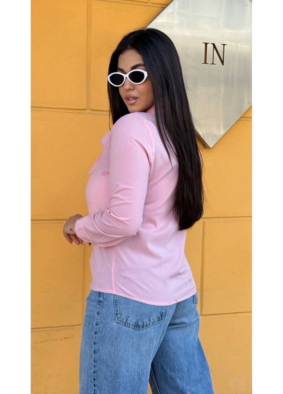 Розовая блуза из креп шифона — нежность и женственность ✨ (замеры в описании) DK/DL Мода без кордонів