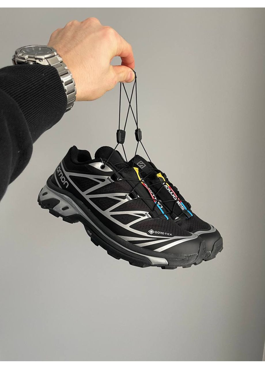 Чорні Осінні кросівки чоловічі salomon xt-6 adv gore-tex black silver | саломон хт-6 чорні No Brand